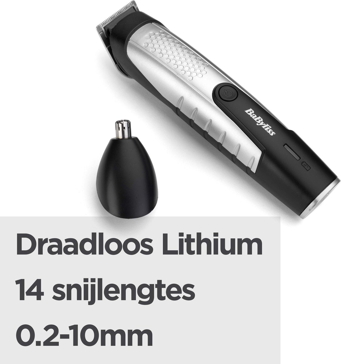 BaByliss Lithium Power Baardtrimmer T812E – 14 Kniplengtes – 9 opzetkammen – 80 minuten gebruik