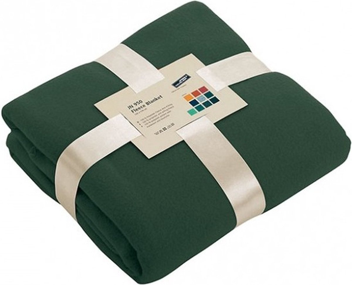 James & Nicholson Fleece bankdeken/plaid - donkergroen - 130 x 170 cm - 240 grams - pluisvrij - wasbaar