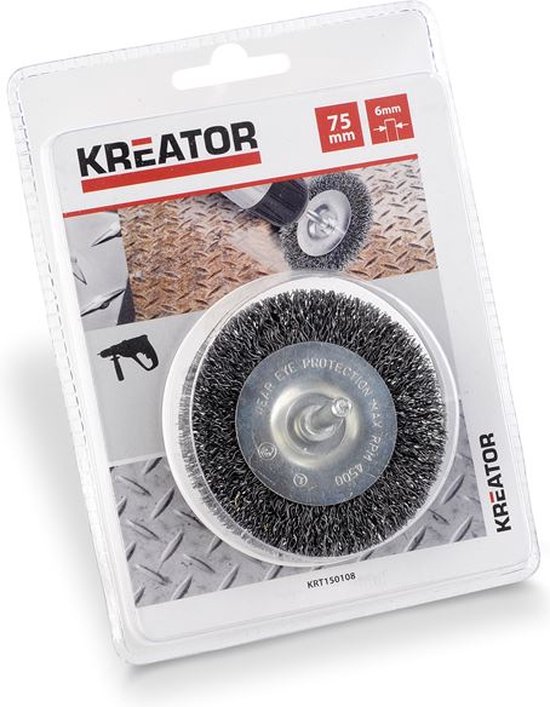 Foto: Kreator schijfborstel voor boormachine 75mm staal 6mm as krt150108 