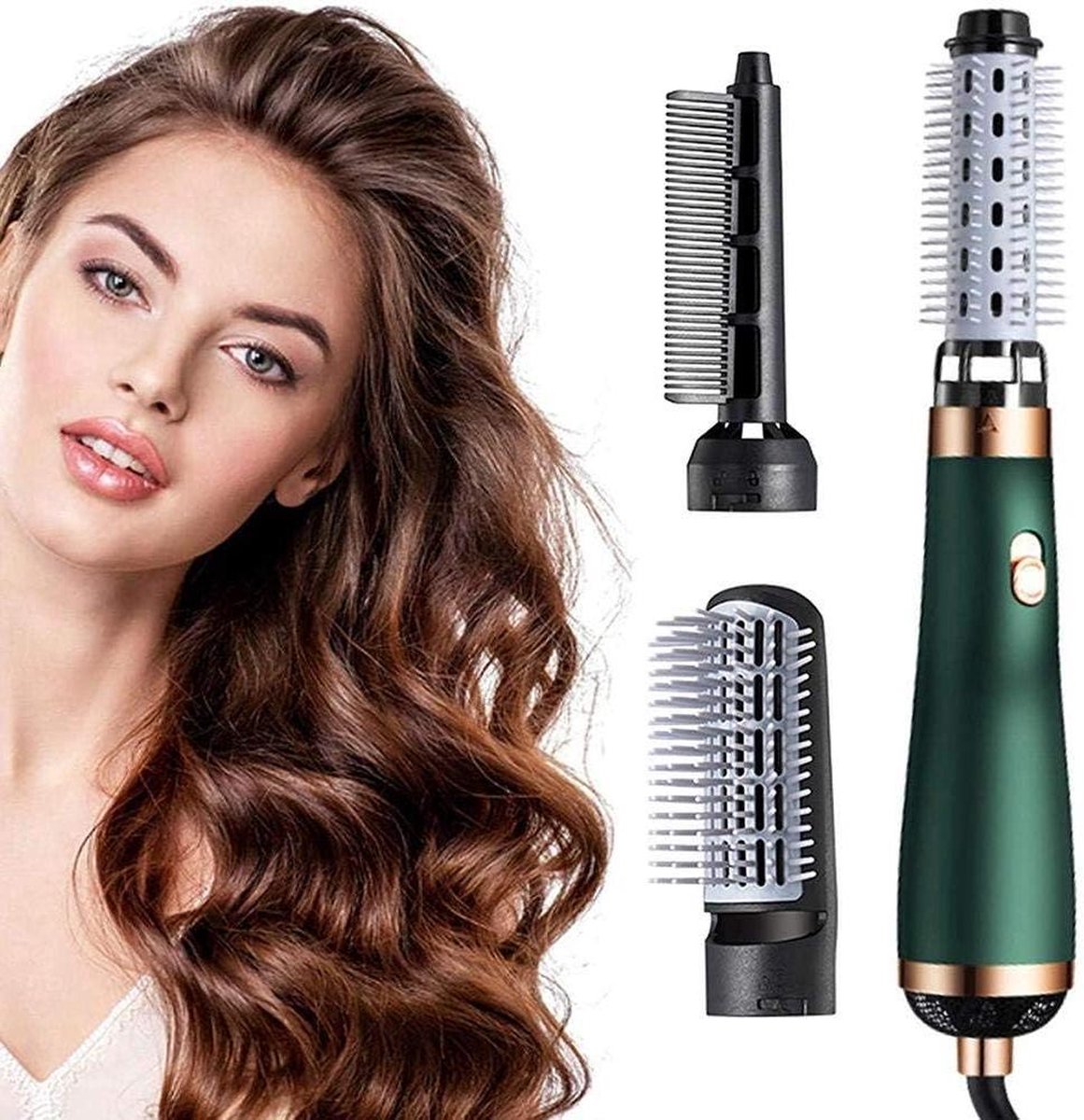 Föhnborstel 3-in-1 volumizer 750 W blaasborstel draagbare haardroger heteluchtborstel kamstijltang krultang met 3 kammen krullen styling anti