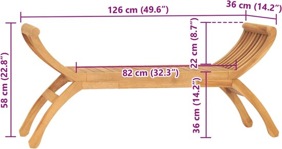 vidaXL Banc de jardin en teck - 120 x 35 x 55 cm - Design durable et raffiné - Banc de jardin