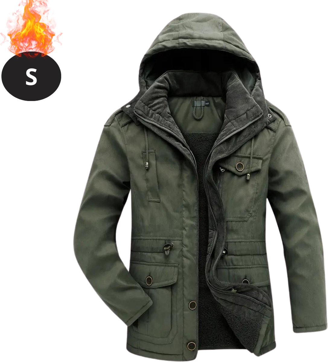 Nivard Winterjas Parka Heren Winter Jas Volwassen Stijlvol Met Capuchon Legergroen