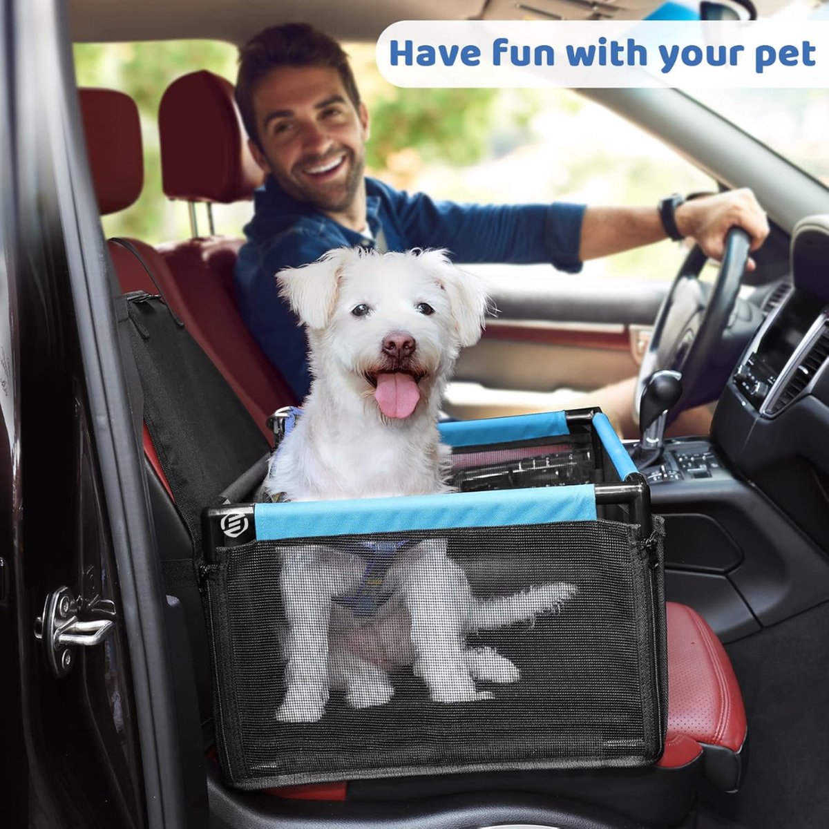 Equivera Hondenmand Auto Met Gordel – Hondenmand – Hondenmand Auto – Autostoel Hond – Hondenstoel Auto – Met Gordel