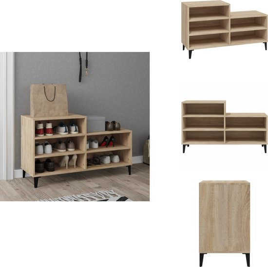 vidaXL Schoenenkast 60x35x105 cm bewerkt hout wit, opbergrek voor schoenen, opbergstellage voor schoenen, schoenenordener, schoenenstellage