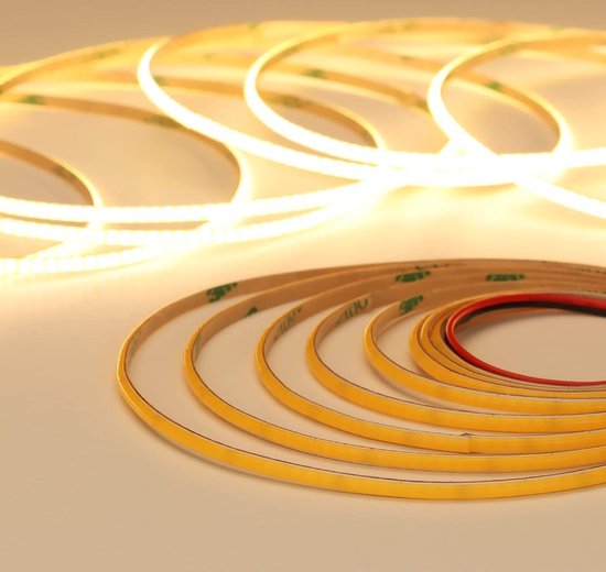 Led strips warmwit 5 meter ultradun 12 V 3000 K hoge helderheid 384 LED-M CRI 92 zelfklevende flexibel dimbaar op maat te snijden - alleen ledstrips