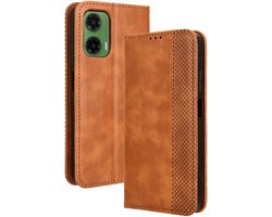 Coverup Hoesje - Geschikt voor Motorola Moto G35 Hoesje - Coverup Vintage Style Book Case - Bruin