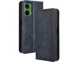 Coverup Hoesje - Geschikt voor Motorola Moto G35 Hoesje - Coverup Vintage Style Book Case - Blauw