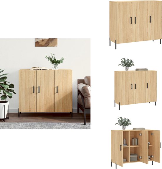 vidaXL Dressoir 90x34x80 cm bewerkt hout zwart - Dre