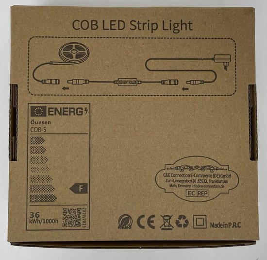 COB ledstrip, 5 m, warmwit, met timer, COB ledstrip, 3000 K, dimbaar