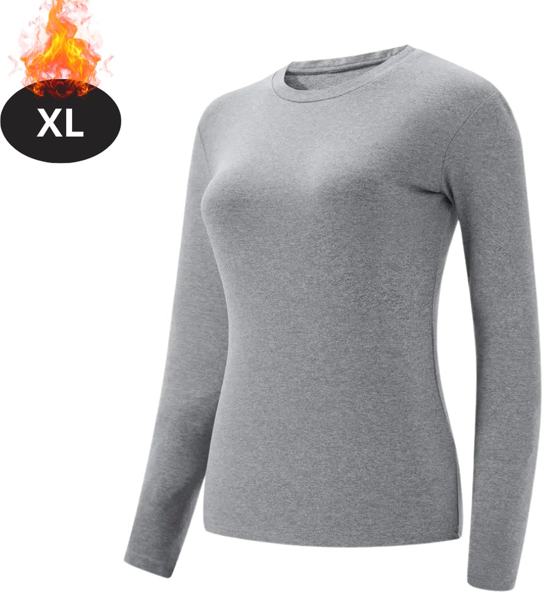 Nivard Thermokleding Dames – Thermoshirt – Polyester – Winter – Lange Mouwen – Lichtgrijs – XL