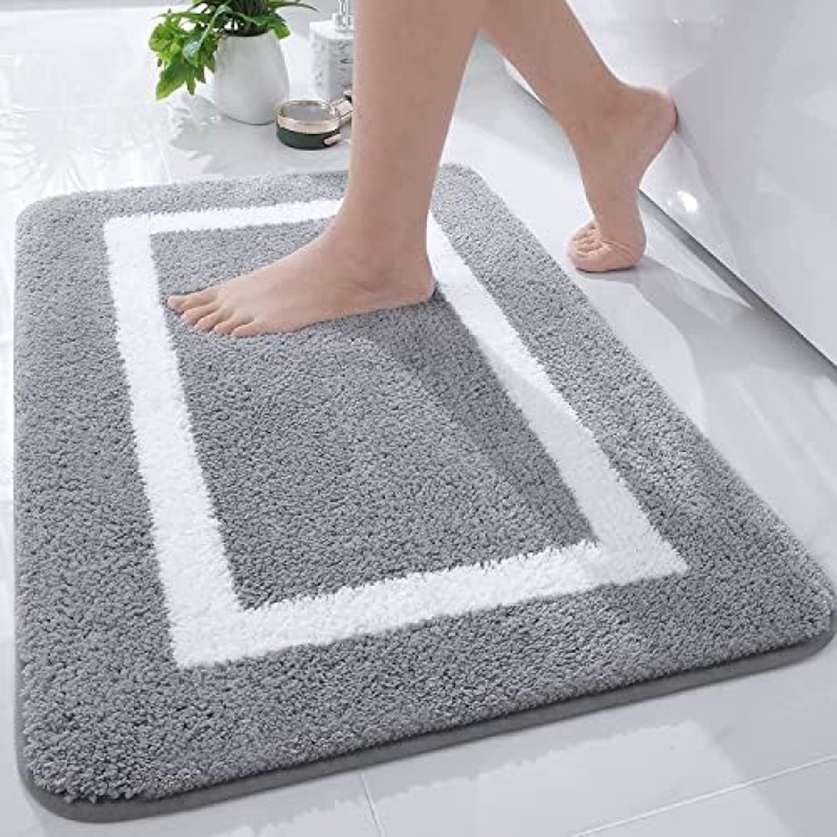 Badkamertapijt, antislip, wasbaar, zachte microvezel, hoogpolig, badmat, 40 x 60 cm