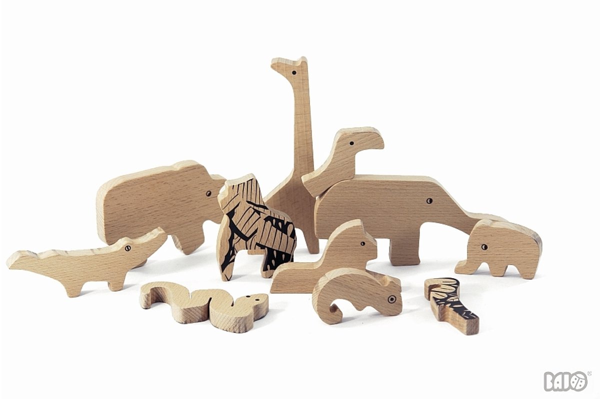 Bajo dubbelzijdige houten vormenpuzzel Jungle - 10 stukjes