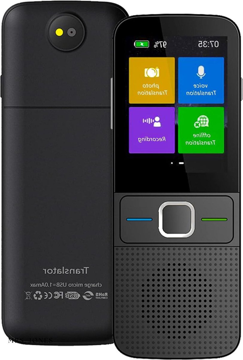 Mrs. Jones Smart Taal Vertaler Apparaat Ondersteuning Offline/Hotspot/WiFi Twee-weg Real Time Online 137 Talen met 2.4 Inch Touchscreen Camera voor Reizen Leren Zaken Vertaalcomputer