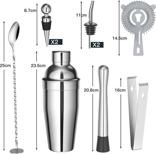 Secret de Gourmet 5-delige cocktailset van roestvrij staal