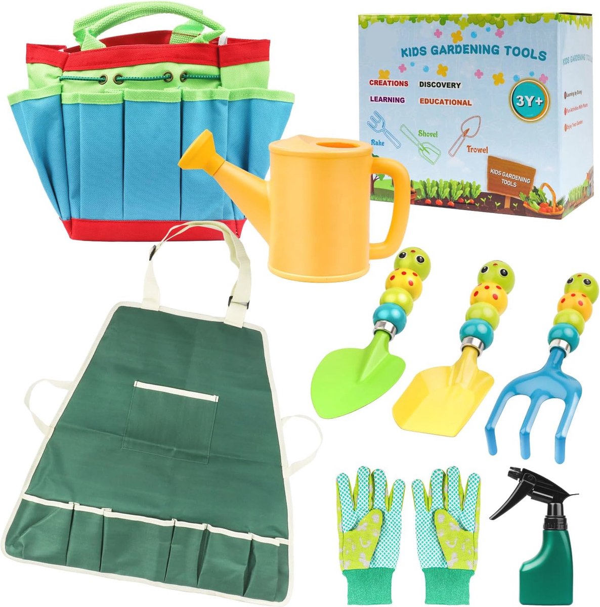 Tuingereedschap Set voor Kinderen - 9-delige Kit met Handschoenen, Tas, Gieter, Schort en Meer