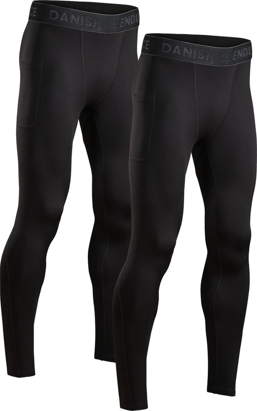 Foto: Danish endurance compressiebroek heren basislaag voor trainen set van 2 zwart xxl