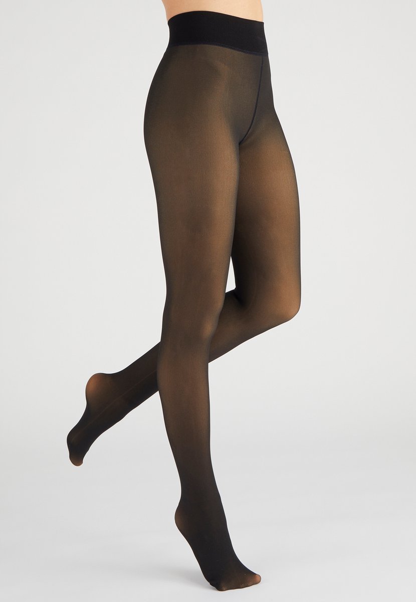 Damart - Panty met transparant effect en een geborstelde fleece voering - Dames - Zwart - M
