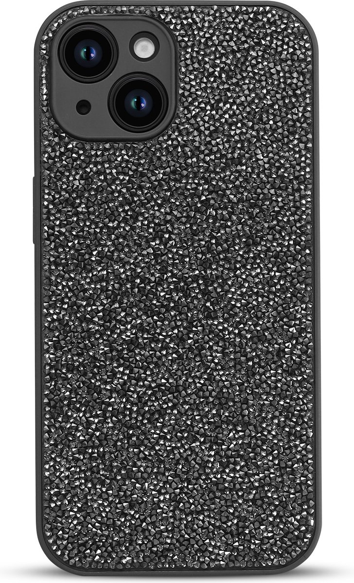 Casemania Hoesje Geschikt voor Apple iPhone 12 - Zilver - Diamant Glitter Back Cover