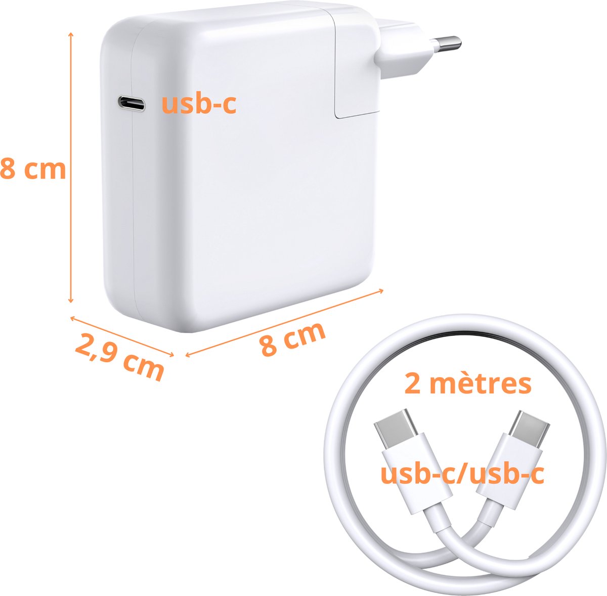 96W Snellader Kabel voor MacBook Pro 16/15/14/13, MacBook Air 13/15, Retina 12, Mac Studio, Mac Pro - Afbeelding 4