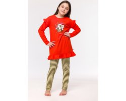 Woody pyjama meisjes/dames - rood - eend - 242-10-TUL-S/403 - maat 140