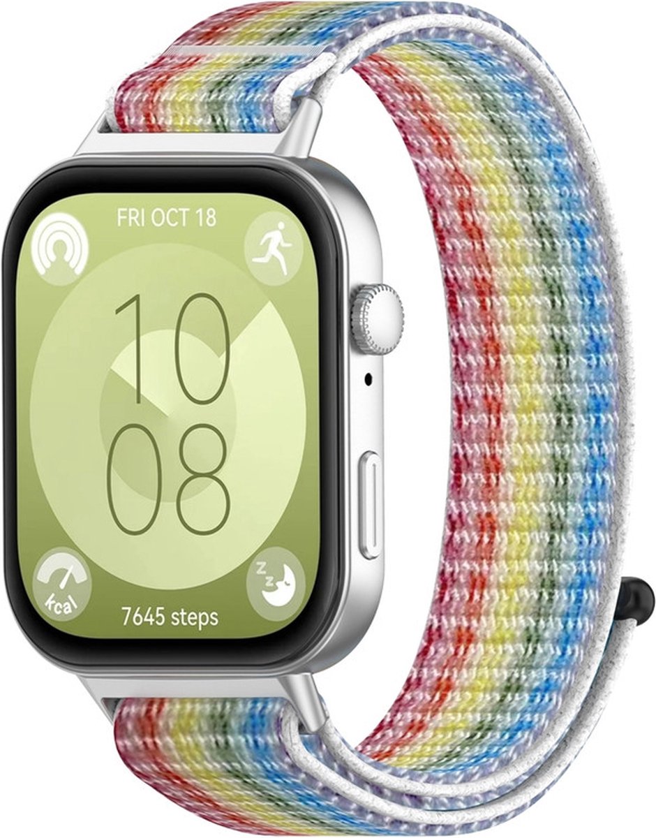 Nylon bandje - geschikt voor Huawei Watch Fit 4 Pro / 4 / 3 - regenboog
