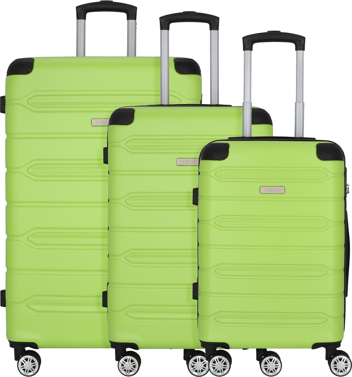 NOWI Rhodos 4 wielen Kofferset 3-delig - Harde bagage - Combinatieslot - sz-lime