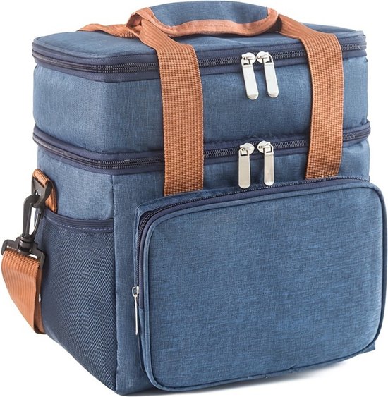 Nivard Panier pique-nique - Paniers pique-nique - Piknik - Pick Nick - Sac pique-nique - Panier - Boîte à lunch - Été - Bleu foncé