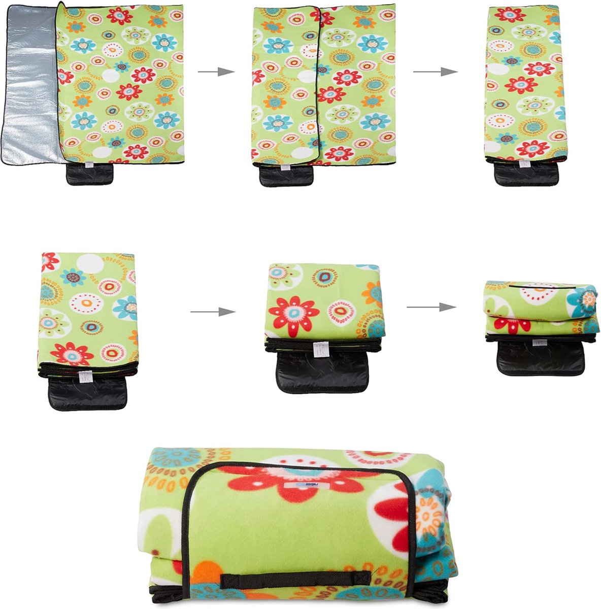 Picknickkleed XXL 200x200 cm - Waterdicht Picknickkleed - groen - Draagbare en Wasbare Picknickdeken met Handvat - Zandvrij Buitenkleed voor Strand, Camping, Park, Tuin, Wandelen, Barbecue en Picknick - Opvouwbaar Picknickkleed - Gewatteerd — cadeau in Sport & Outdoor - foto 7