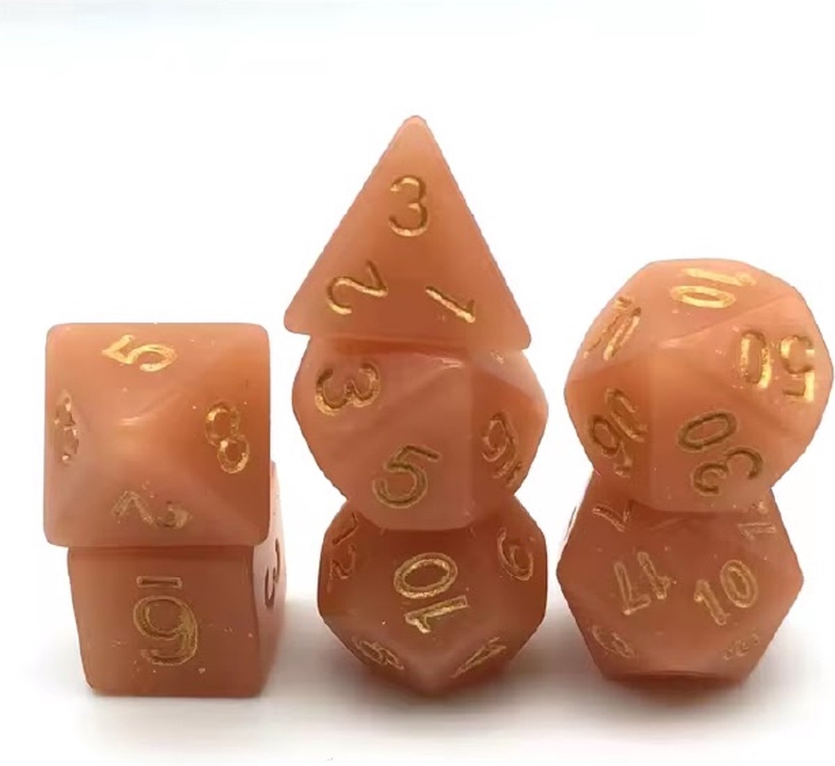 Lapi Toys Dungeons and Dragons dobbelstenen DnD Dice Polydice Dobbelstenen Dungeons Dragons D&D dobbelstenen DnD Dice Set 1 set (7 stuks) Acryl Oranje