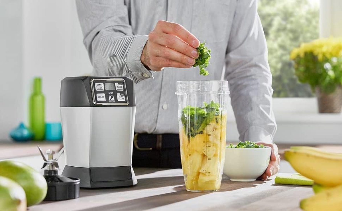 32oz/24oz mok Geschikt voor blender voor Ninja, 1* 32 oz kopje, 1* 24 oz kopje, 1* kopje deksel, 1* 7 Fin Extractor-bladen Geschikt voor Nutri Ninja Auto iQ BN801 BL640-30 BL642-30 (4 stuks) – foto 2