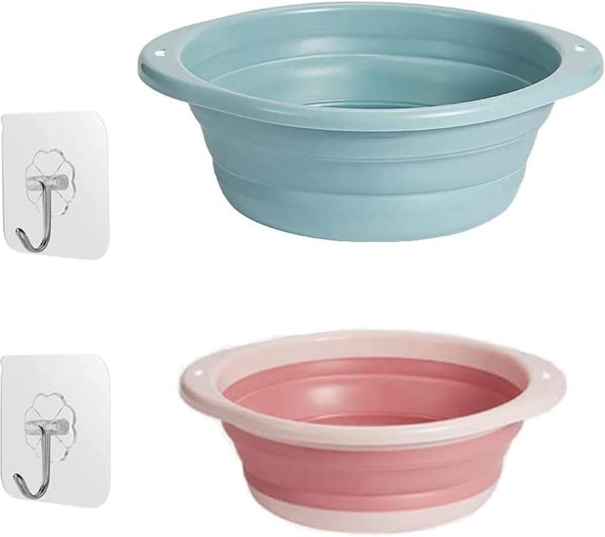 Goedkoopste Opvouwbare afwasteil 2 stuks - campingwasbak voor reizen en outdoor-activiteiten - blauw en roze Opvouwbare afwasteil