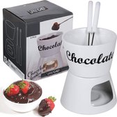 Bol.com Chocolade Fondue Set - 4-Delig - Keramische Kom Smeltpot - Kaarslicht Verwarmd - 2 Vorken aanbieding