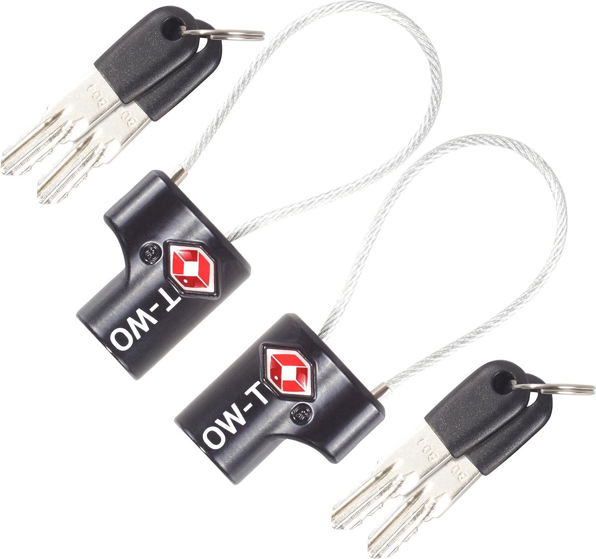Kabelslot met Sleutels - TSA Geaccepteerd Hangslot voor Bagage en Reisaccessoires (2 Stuks)