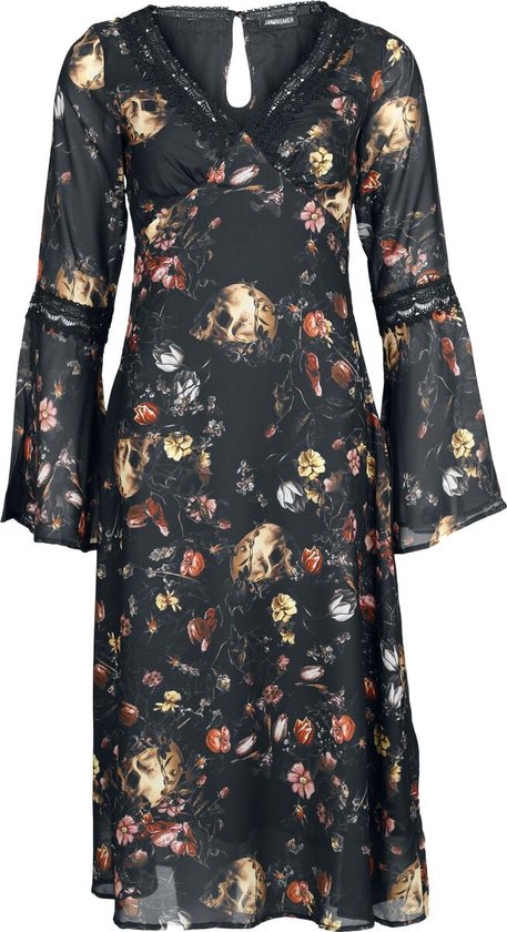 Jawbreaker Garden Of Skull Midi Chiffon Dames Medium-lengte jurk - XL