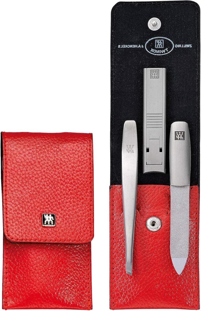 Goedkoopste Manicure Set 3-Delige Twinox Pedicure - Rode Pocket Lederen Zaak