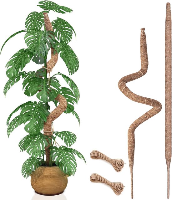 Mosstok voor planten - Klimplantsteun - Planten ondersteunen - Buigbaar aluminium kern - 70 cm - Bruin