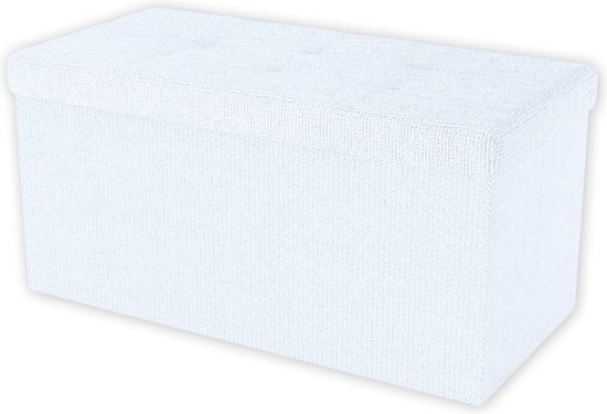 INTIRILIFE Opvouwbare bank 49x30x30cm in ALASKA GREY - Zitkubus stof met opbergruimte en deksel in linnen look - Zitkubus voetensteun opvouwbare opbergkist krukje