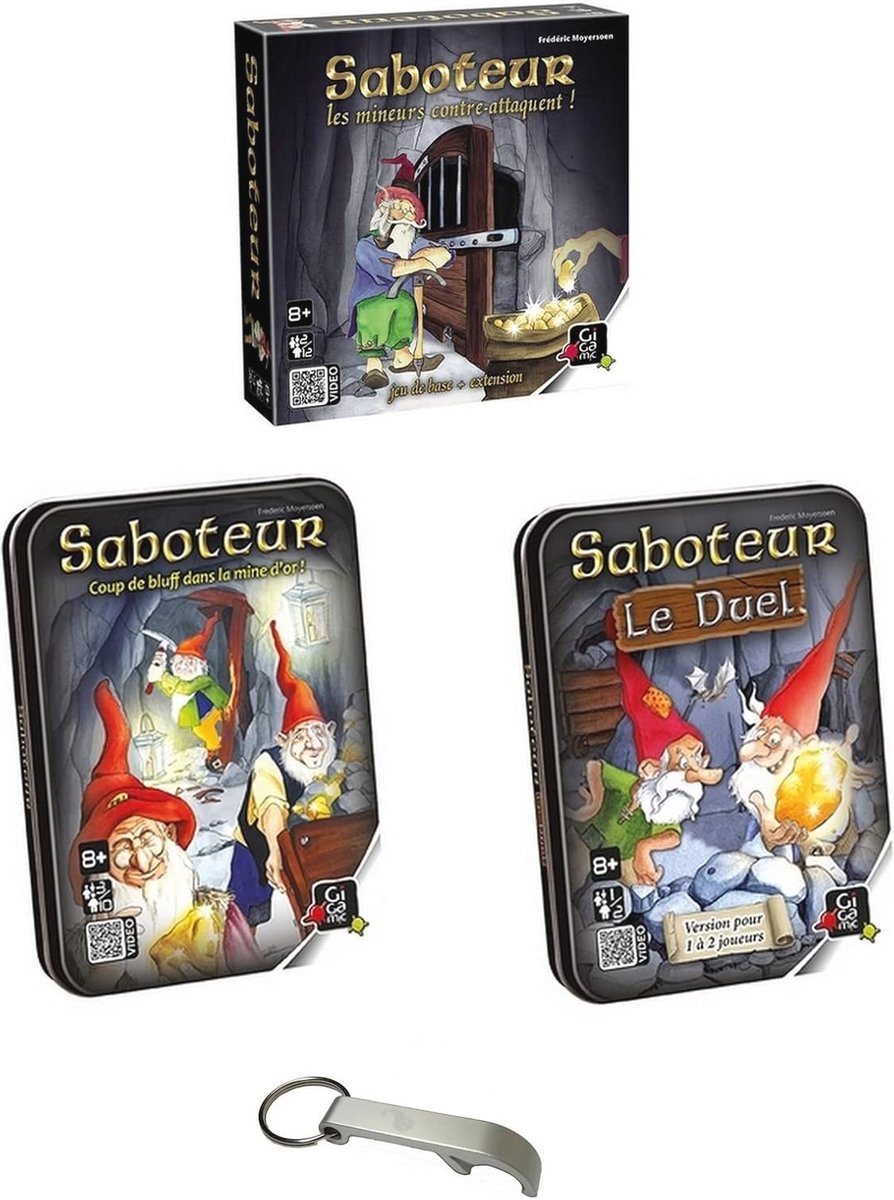Set met 3 gezelschapsspellen voor de hele familie - Saboteur: Les Mineurs tegen Aanvalsquent! + Saboteur Duel + Yoyo Blumie