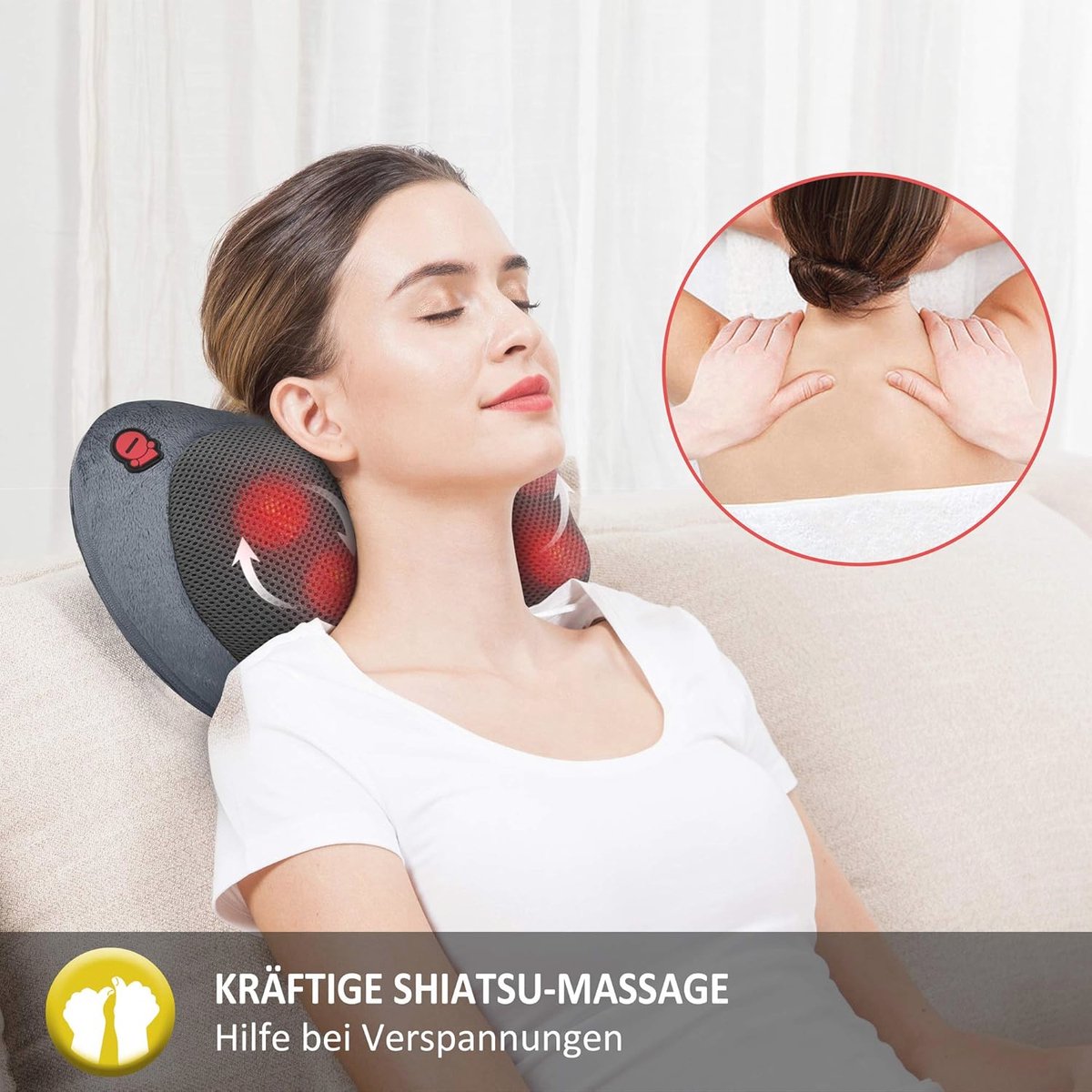 Verwarmd Massagekussen met Shiatsu Functie - Elektrische Rug- en Nekmassage voor Ontspanning en Pijnverlichting — cadeau in Verzorging - foto 2