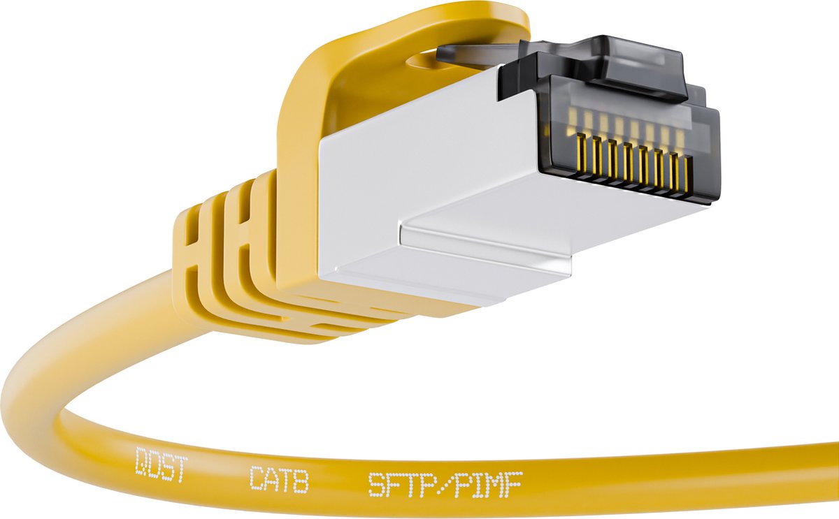 Qost - CAT8.1 internetkabel - SFTP / PiMF LZSH - 40 Gbps / 2000 MHz - RJ45 Connectoren - Patchkabel / Netwerkkabel - 0.5 meter - Geel