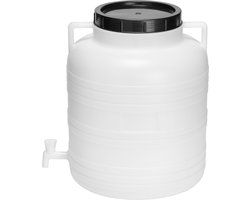 Garronda 60l Kunststof Trommel Met Deksel – Regenton met Kraan - Vat - HDPE - Voedselvat - Tuin Hobbock – Wit - GD-STE-BarrelGMR
