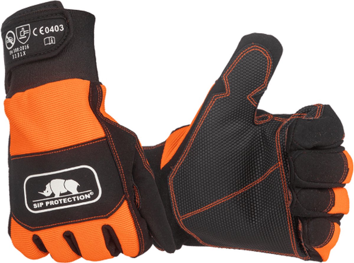 Kettingzaaghandschoen 2XD2 oranje/zwart van SIP Protection - Maat: 09