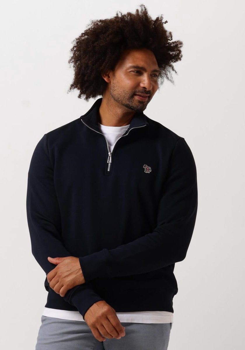 Paul Smith Mens Ls Reg Fit Half Zip Top Zebra Truien & Vesten Heren - Sweater - Hoodie - Vest- Donkerblauw - Maat XS