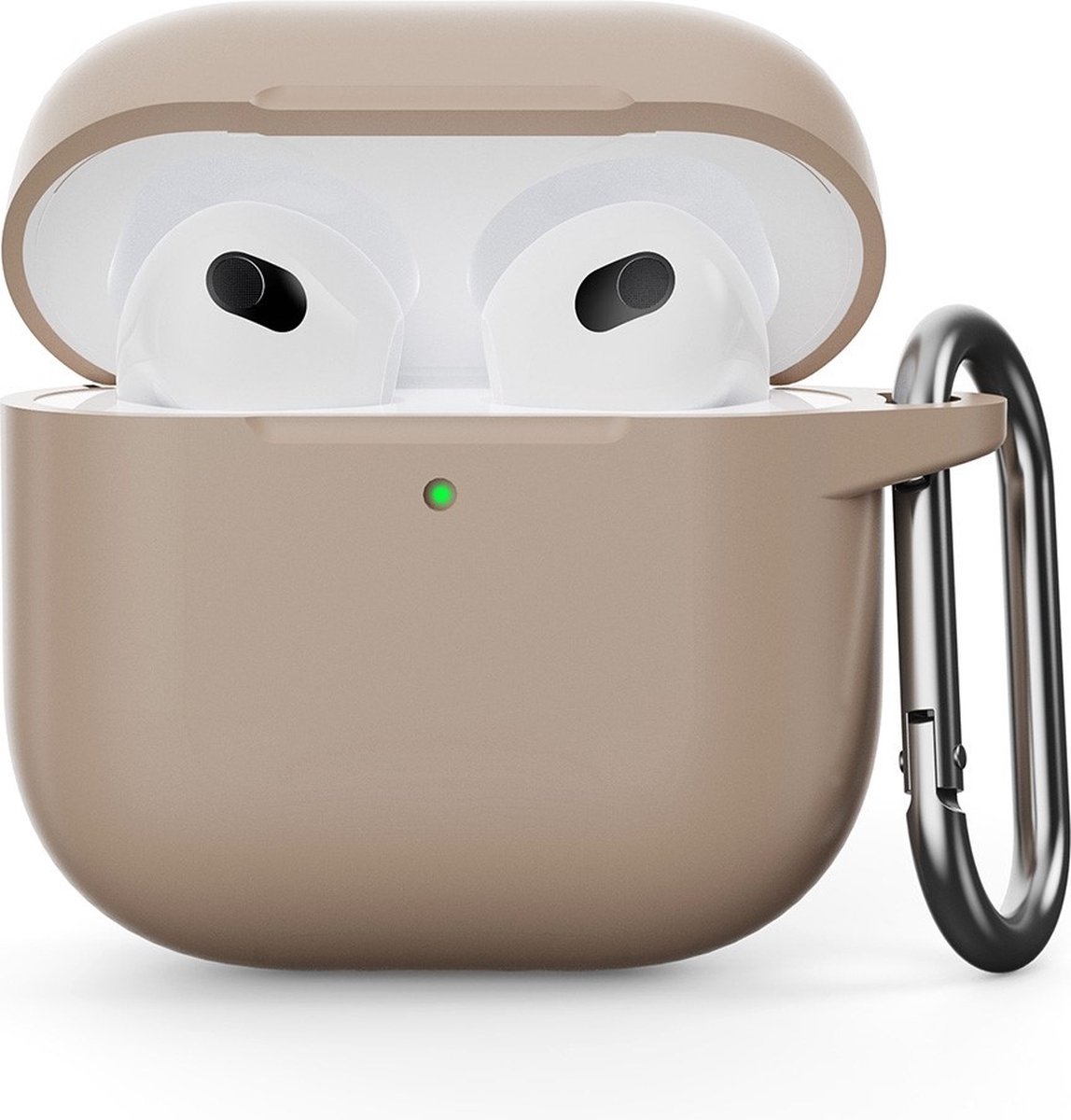 Coverup Hoesje - Geschikt voor AirPods 4 Hoesje - Coverup Siliconen AirPods Case met Sleutelhanger - Zand
