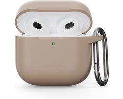 Coverup Hoesje - Geschikt voor AirPods 4 Hoesje - Coverup Siliconen AirPods Case met Sleutelhanger - Zand
