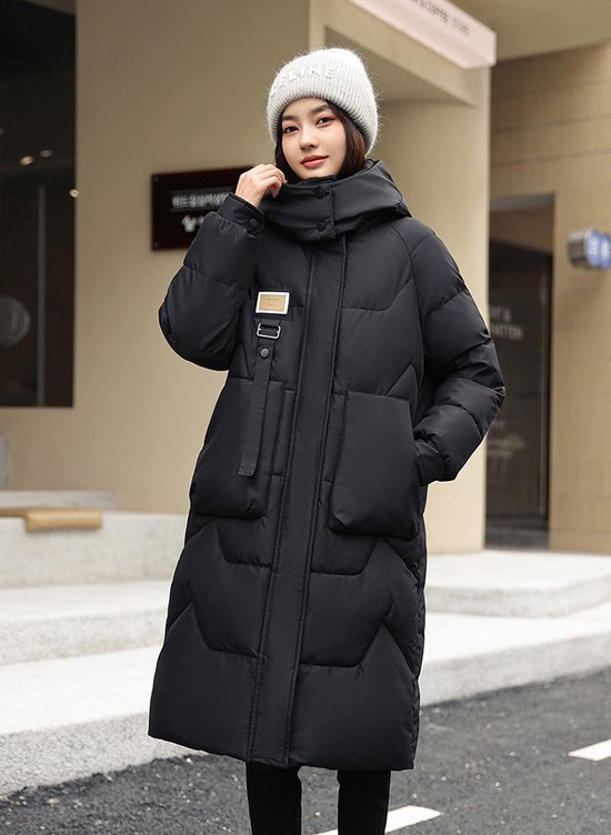 Wantdo Warme winterjassen voor dames, lange dikke bufferjas met