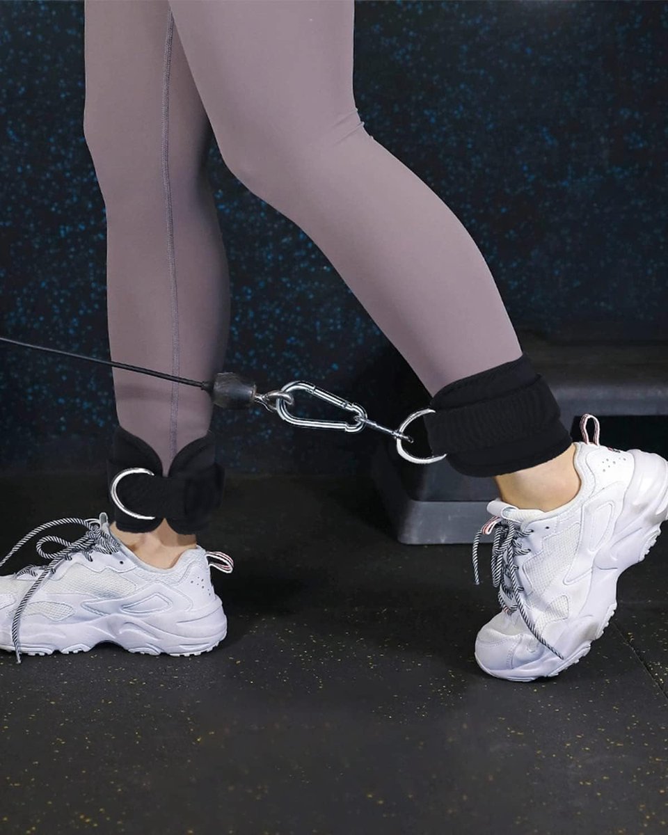 Fitgriff ® Enkelriemen voor kabelmachines - Zwaar gevoerde enkelboeien (2 stuks) - Gym-, workout-, kickback-oefening voor dames en heren (zwart