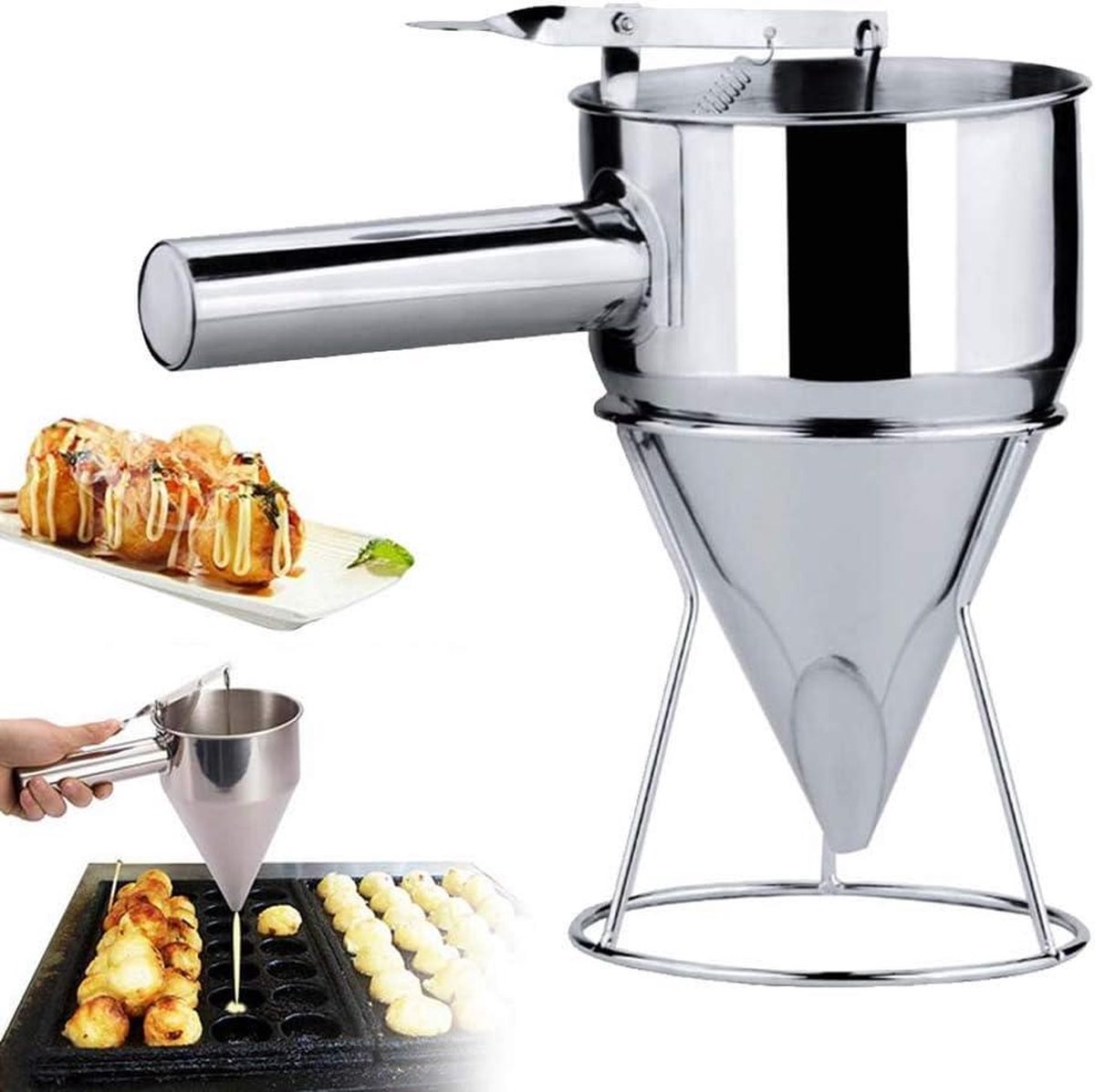 RVS Trechter Bakken-Zuiger Trechter Thuiskeuken Bakkerij - Cake Desserts Decorating Tool + Beugel