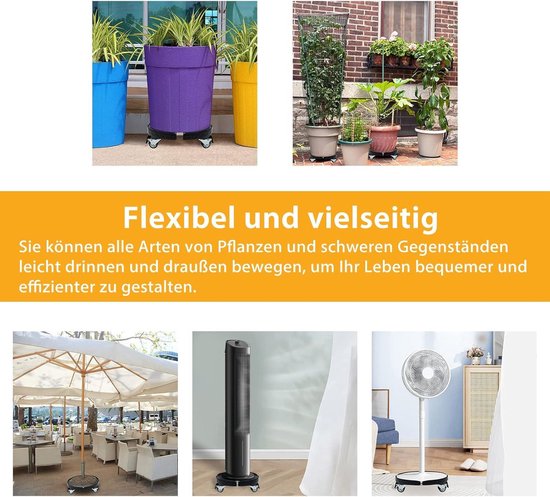 LARS360 Plantenroller 39-52 cm, verstelbare plantenrolplank voor binnen en buiten, met 360 graden draaibare wielen, antislip paneel, draagkracht 300 kg, zwart