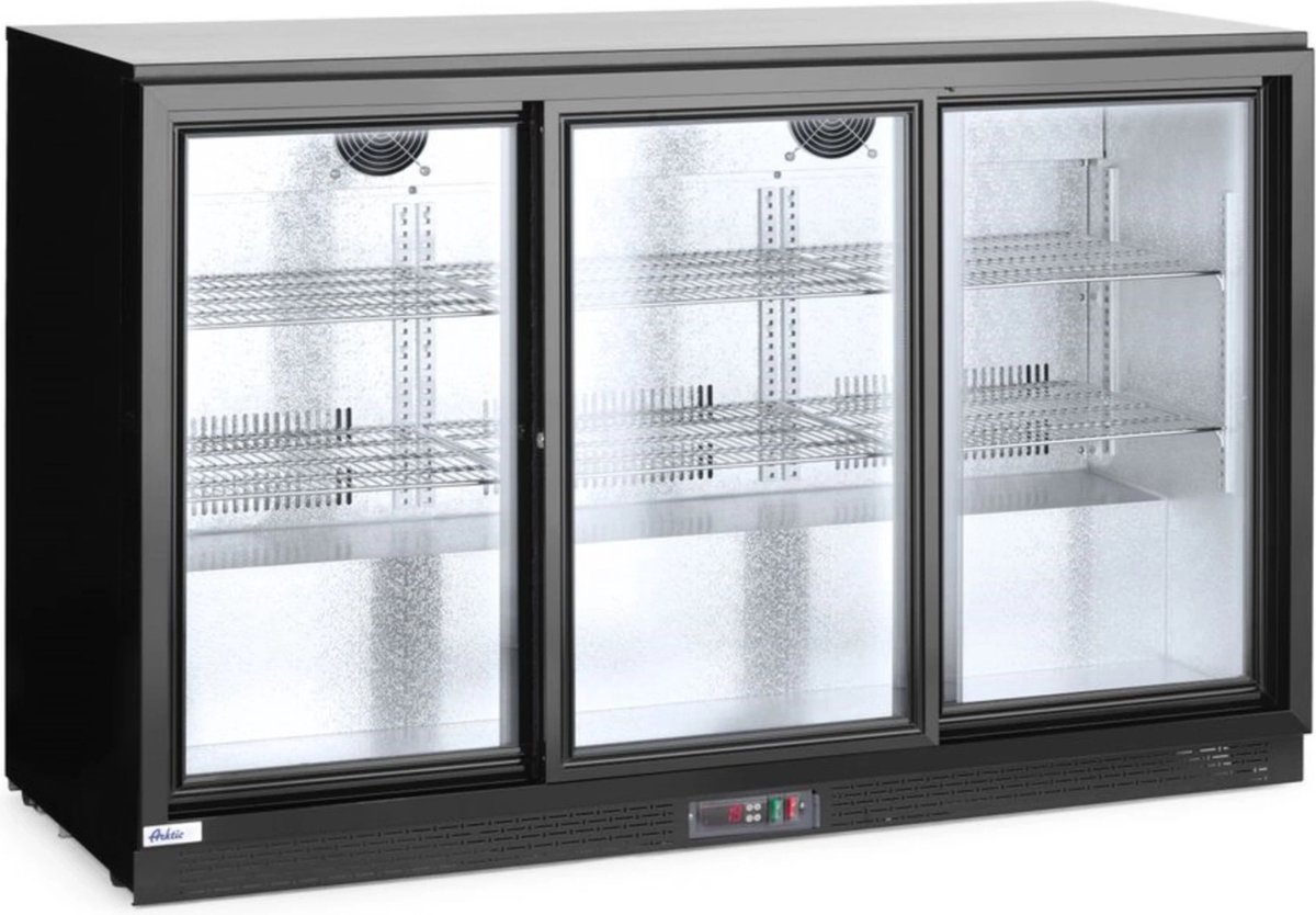Arktic Barkoelkast - 303L - Zwart - +2°C/+10°C - Geforceerd - Schuifdeuren - 1335x500x900mm - Horeca Koelkast